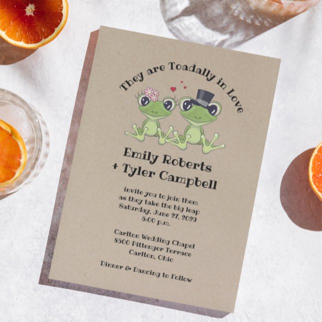 ©Toadally in Love Frog Couple Rustic Wedding Invitation