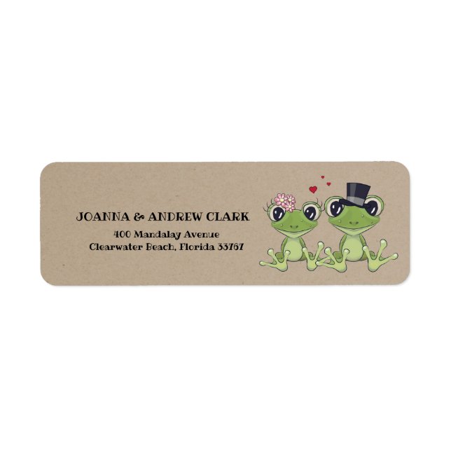 ©Toadally in Love Frog Couple Rustic Wedding  Label (Front)