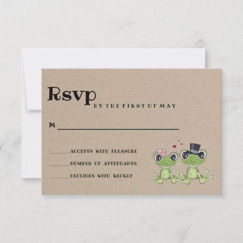 Toadally in Love Frog Couple Rustic Wedding RSVP