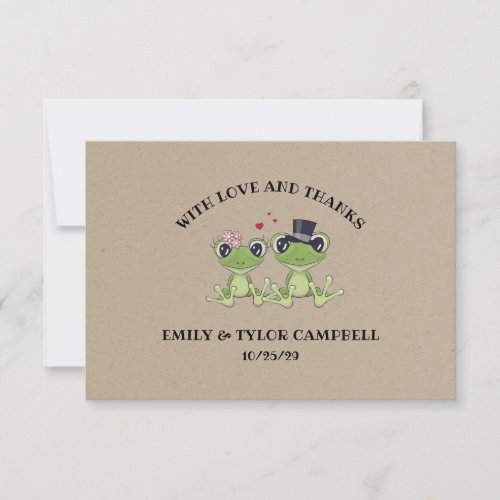 Toadally in Love Frog Couple Rustic Wedding Thank You Card