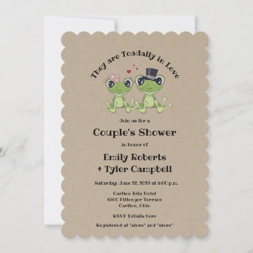 Toadally in Love Frog Couple Wedding Shower  Invitation