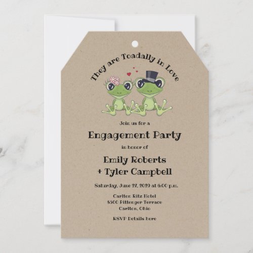Toadally in Love Frog Engagement Shower Party   Invitation