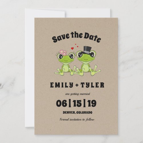 Toadally in Love Frog Rustic Save The Date Invitation