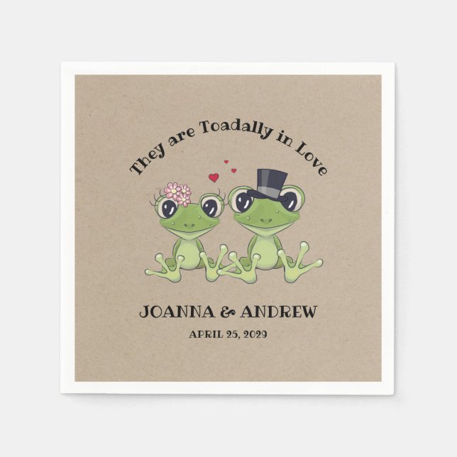  ©Toadally in Love Frog Wedding Personalized Paper Napkins (Front)