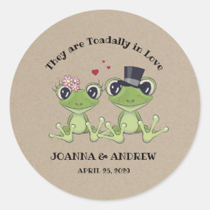 ©Toadally in Love Rustic Frog Couple Wedding Classic Round Sticker