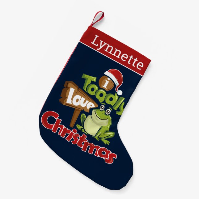Toadly Love Christmas Funny Holiday Small Christmas Stocking (Front (Hanging))