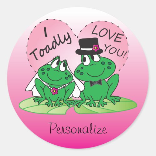 Toadly Love You Valentine Classic Round Sticker