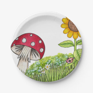 Toadstool and Sunflower Paper Plates