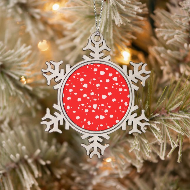 Toadstool  art snowflake pewter christmas ornament (Tree)