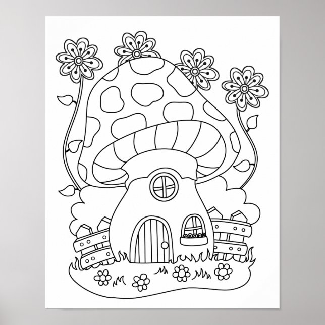 Toadstool Fairy House Color Your Own Poster (Front)