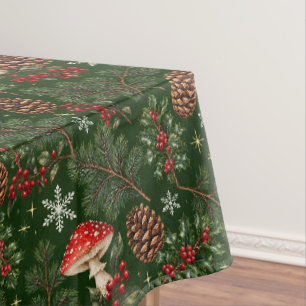 Toadstool Forest Christmas Feast Tablecloth