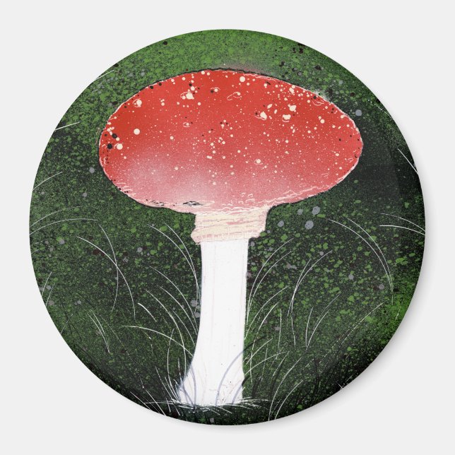 Toadstool Mushroom in Moss Surroundings Magnet (Front)