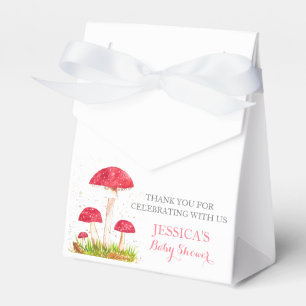 Toadstool Mushroom Watercolor Cute Baby Shower Favor Boxes