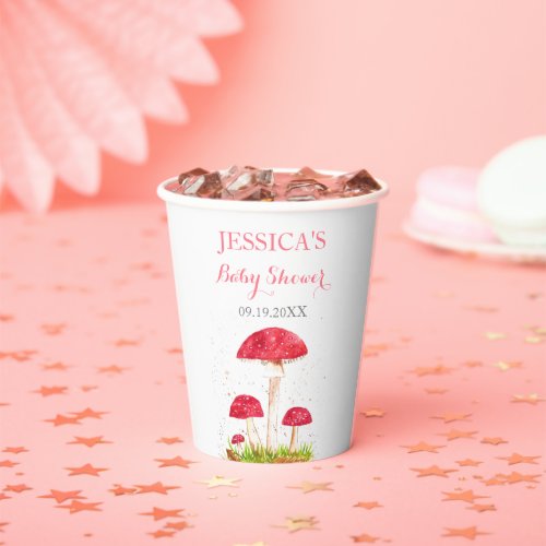 Toadstool Mushroom Watercolor Cute Baby Shower Paper Cups