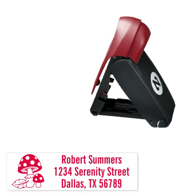 Toadstool Mushrooms Address Pocket Stamp (Open with Design)