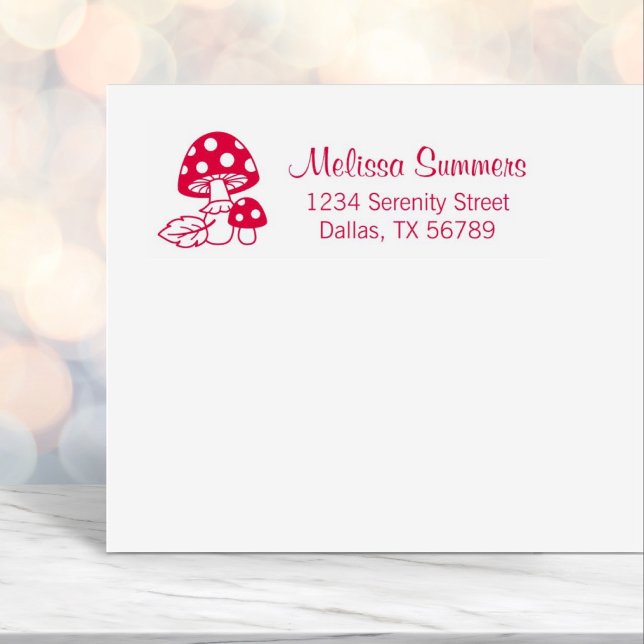 Toadstool Mushrooms Address Self-inking Stamp (Creator Uploaded)