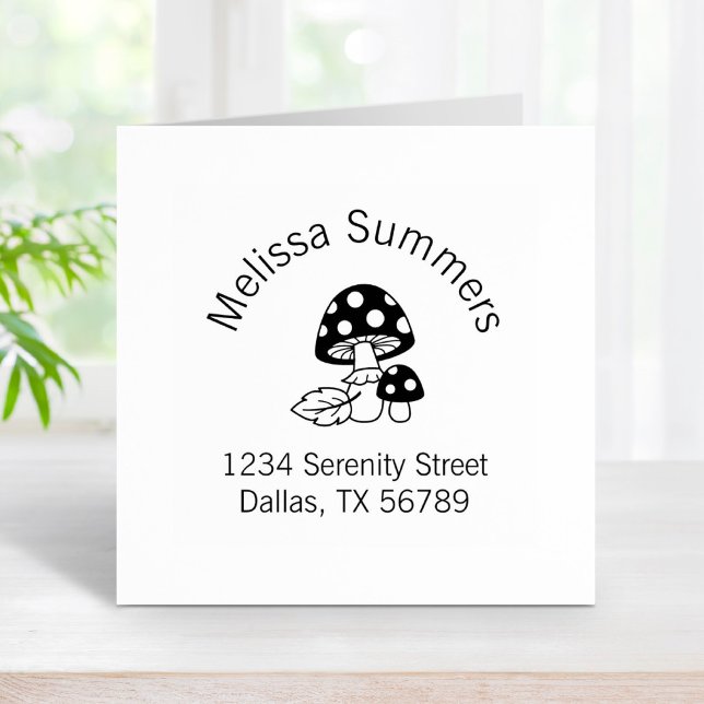 Toadstool Mushrooms and Leaf Arch Address Rubber Stamp (Creator Uploaded)