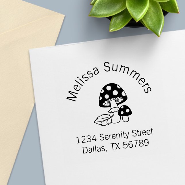 Toadstool Mushrooms Arch Address Self-inking Stamp (Creator Uploaded)