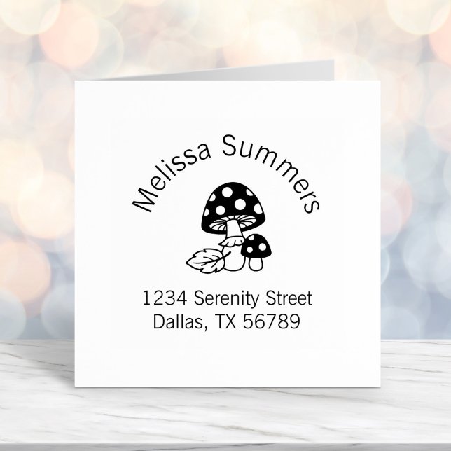 Toadstool Mushrooms Arch Address Self-inking Stamp (Creator Uploaded)