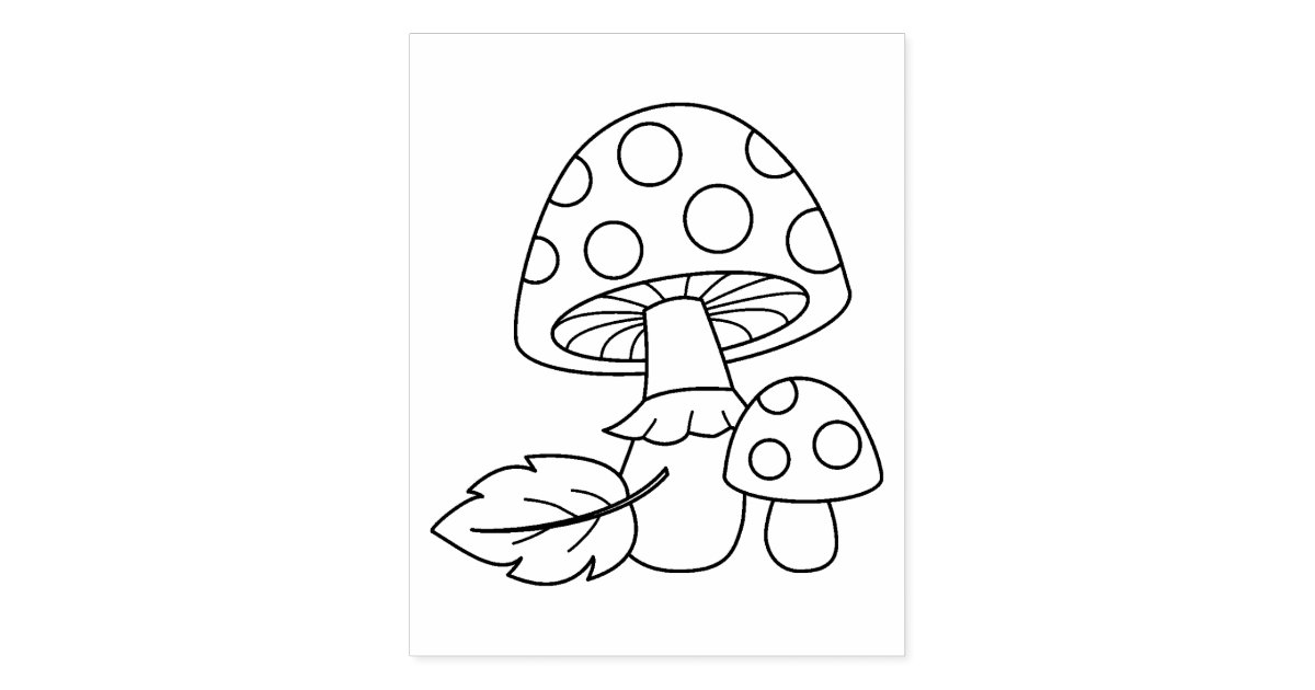Download Toadstool Mushrooms Coloring Page Rubber Stamp | Zazzle.com