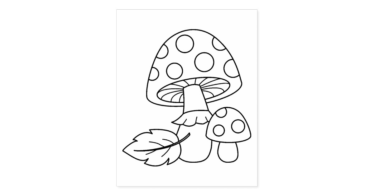 Toadstool Mushrooms Coloring Page Rubber Stamp | Zazzle.com