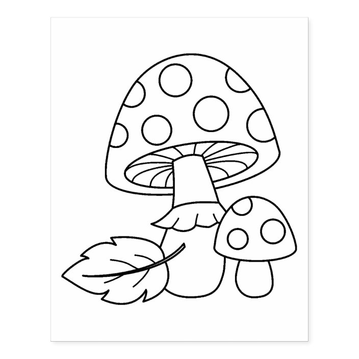 Toadstool Mushrooms Coloring Page Rubber Stamp Zazzle Com
