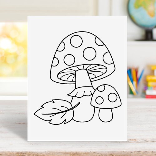 Toadstool Mushrooms Coloring Page Rubber Stamp