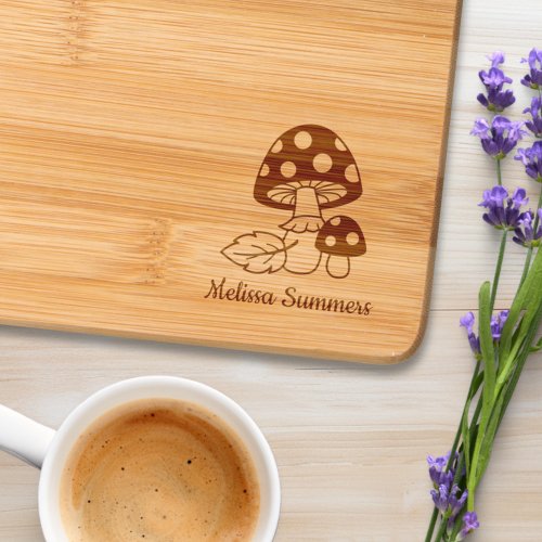 Toadstool Mushrooms Custom Name Cutting Board