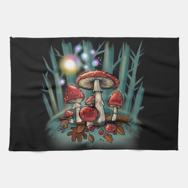 Toadstool mushrooms  kitchen towel (Horizontal)