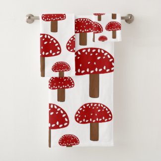 Toadstool Red Forest Mushroom Pattern