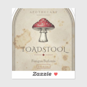Toadstool Vintage Apothecary Label Sticker