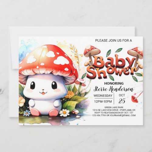 Toadstool Wonderland Baby Shower Invitation