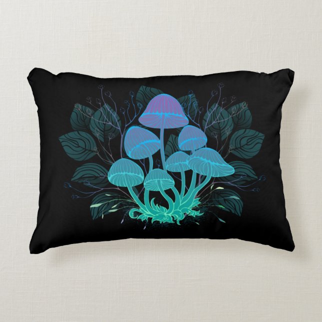 Toadstools in Bushes Accent Pillow (Front)