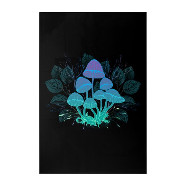 Toadstools in Bushes Acrylic Print (Front)