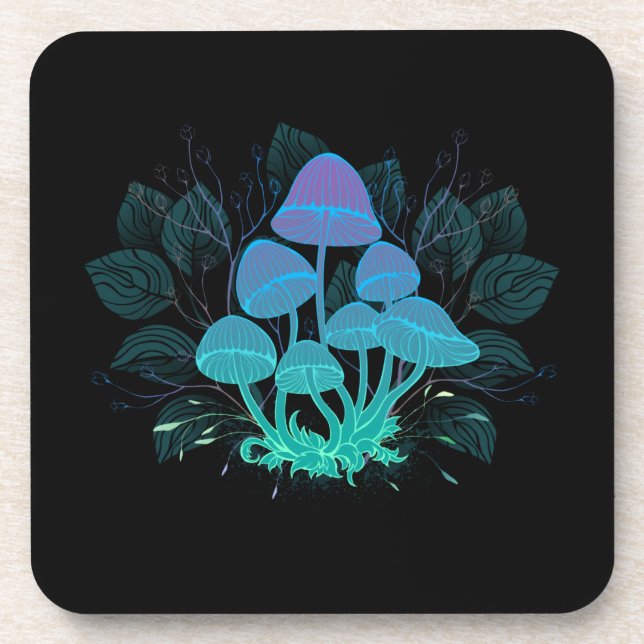Toadstools in Bushes Beverage Coaster (Front)