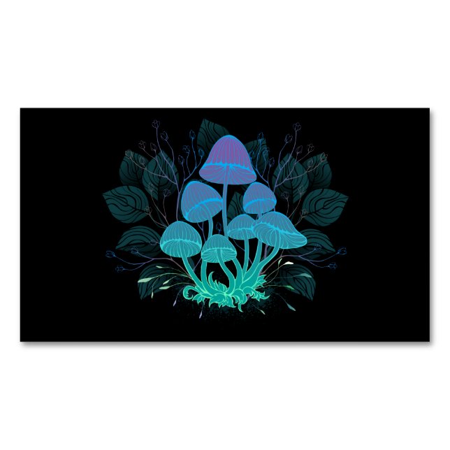 Toadstools in Bushes Business Card Magnet (Front)