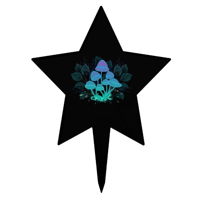 Toadstools in Bushes Cake Topper (Front)