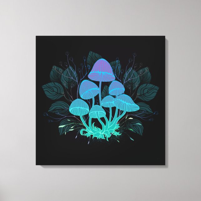 Toadstools in Bushes Canvas Print (Front)