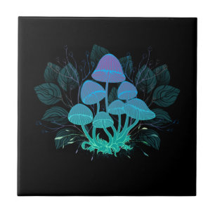 Toadstools in Bushes Ceramic Tile