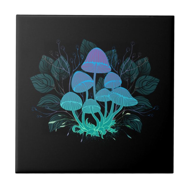 Toadstools in Bushes Ceramic Tile (Front)