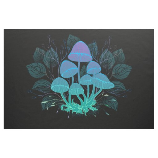 Toadstools in Bushes Fabric