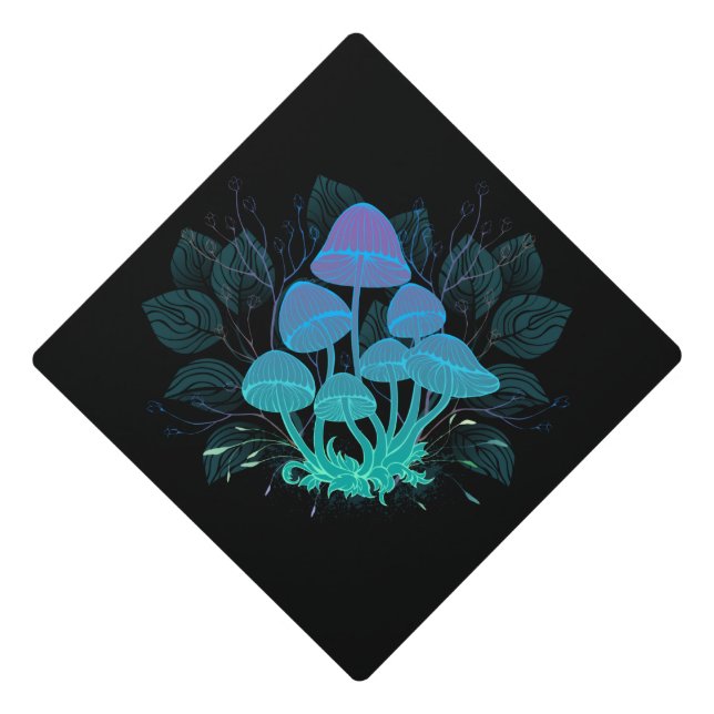 Toadstools in Bushes Graduation Cap Topper (Front)