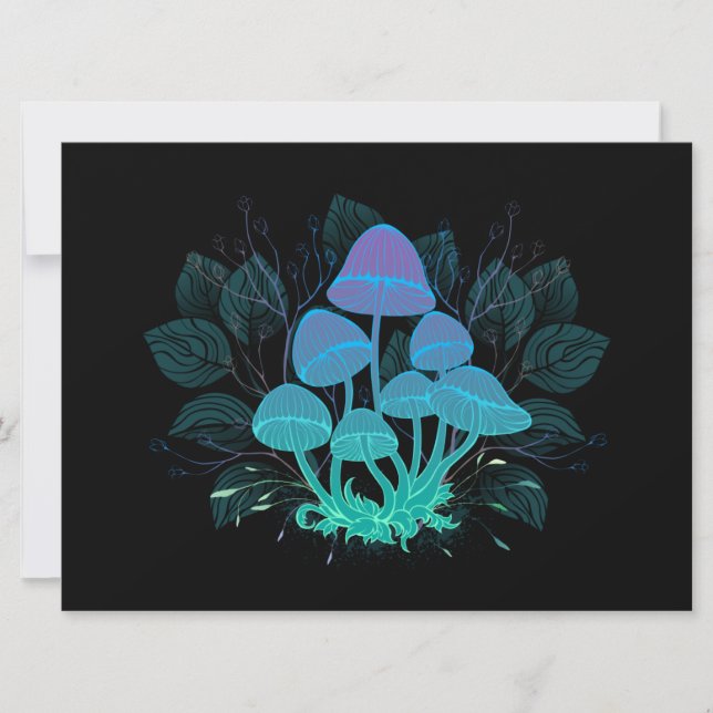 Toadstools in Bushes Holiday Card (Front)