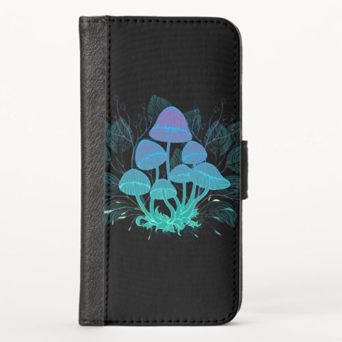 Toadstools in Bushes iPhone XS Wallet Case