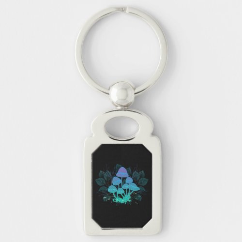 Toadstools in Bushes Keychain