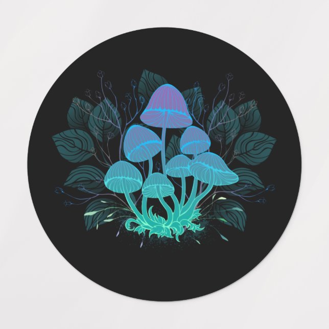 Toadstools in Bushes Kids' Labels (Design 1)