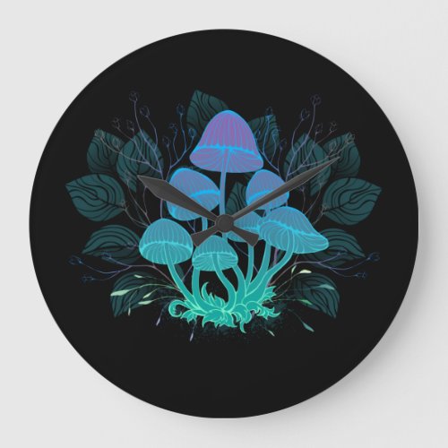 Toadstools in Bushes Large Clock