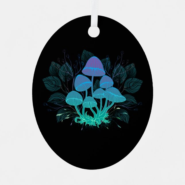 Toadstools in Bushes Metal Ornament (Front)