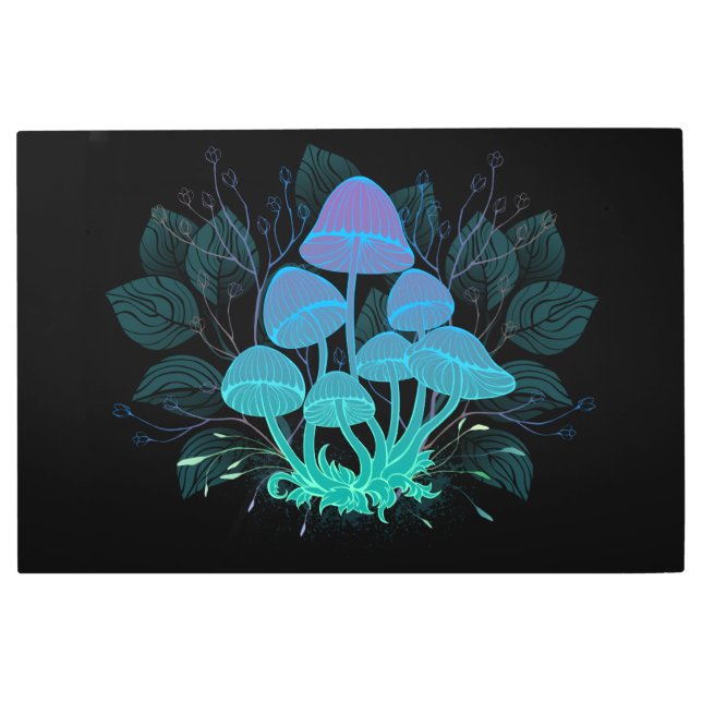 Toadstools in Bushes Metal Print (Front)