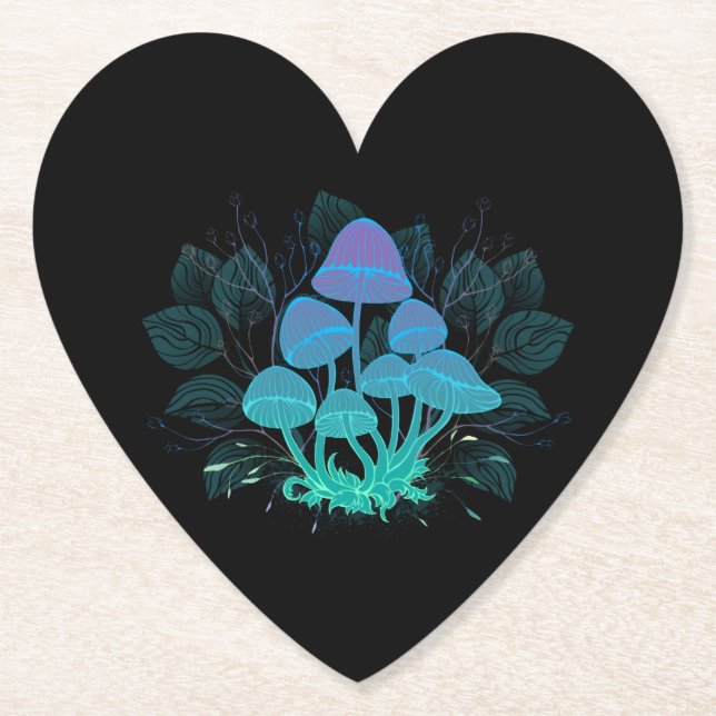 Toadstools in Bushes Paper Coaster (Front)